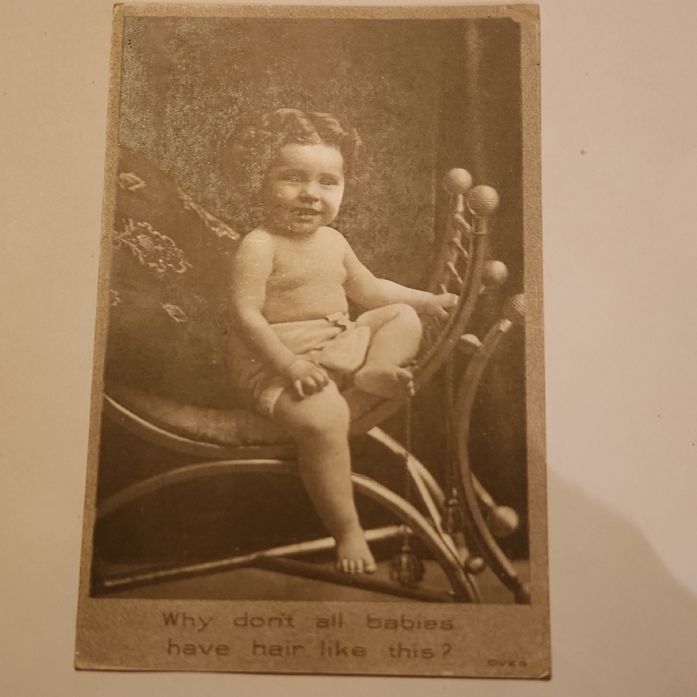 Charming Baby Postcard with Curly Hair